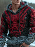 Halloween Japanese Ghost Art Men's Chunky Knit Hooded Sweater artswardrobe