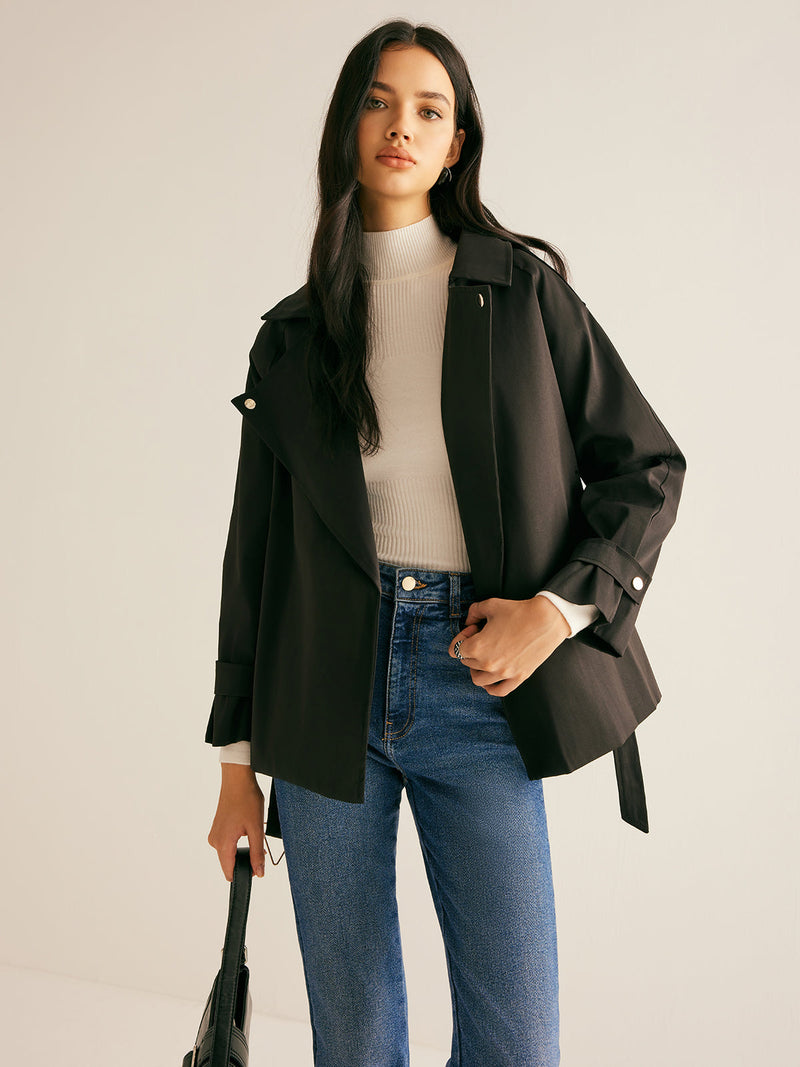 Lapel Belted Trench Coat