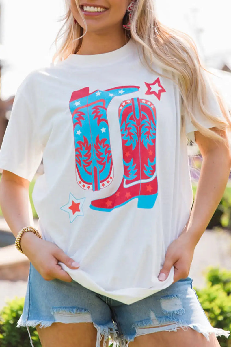White Cowboy Boots Graphic Tee