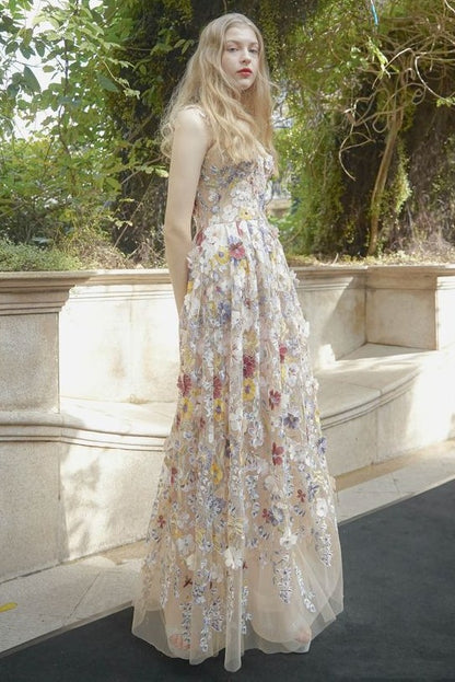 Embroidered Sleeveless Maxi Dress