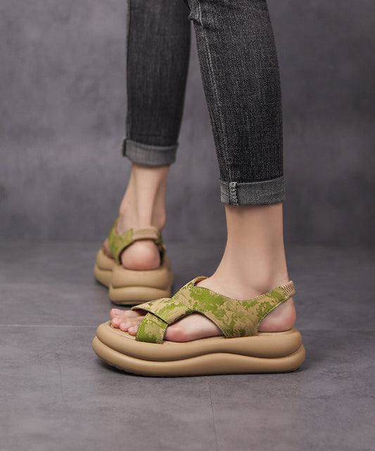 Boutique Green Hollow Out Peep Toe Sandals Platform Kj036