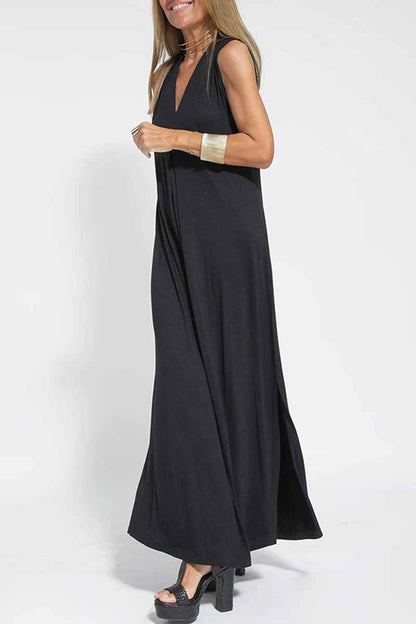 Street Patchwork V Neck Vest Dress Dresses(4 Colors)