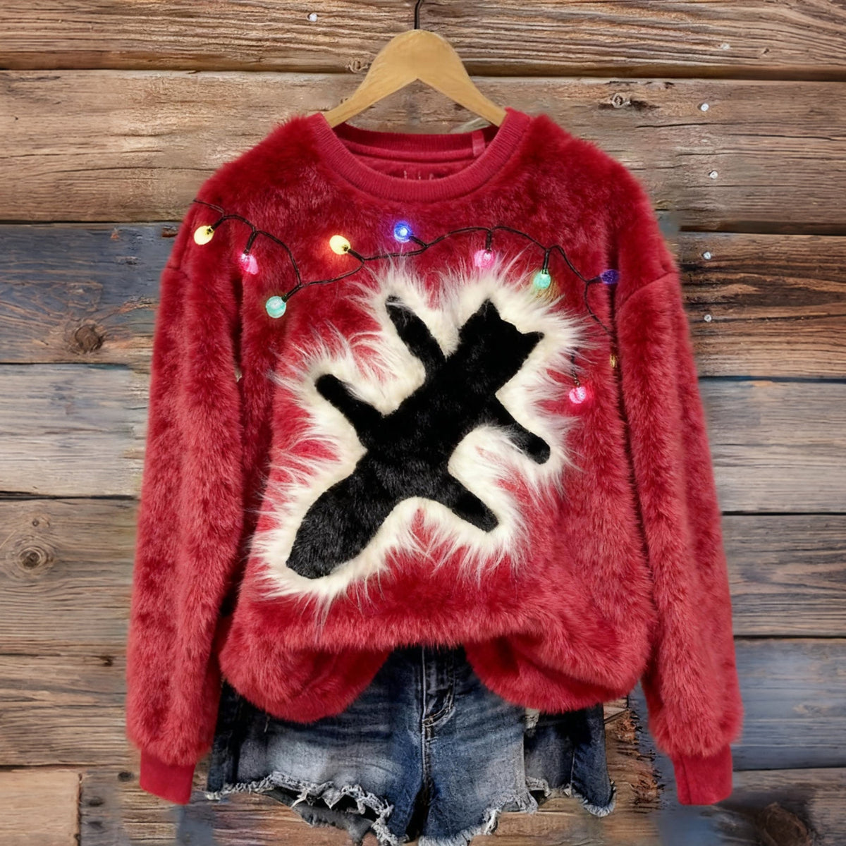 Comstylish Cat Christmas Art Cozy Plush Sweatshirt