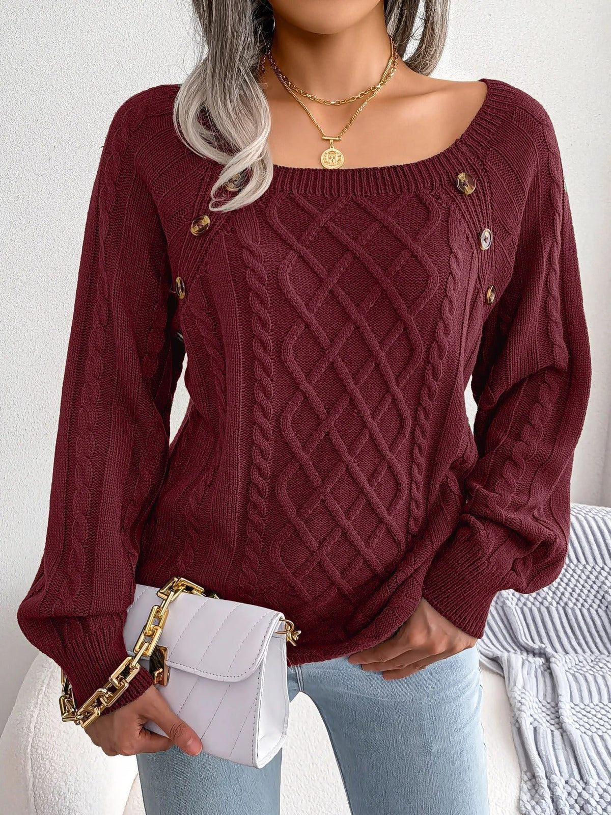 JO | MW - Stylish cable knit sweater