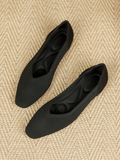 Color Square-toe Flats Shoes