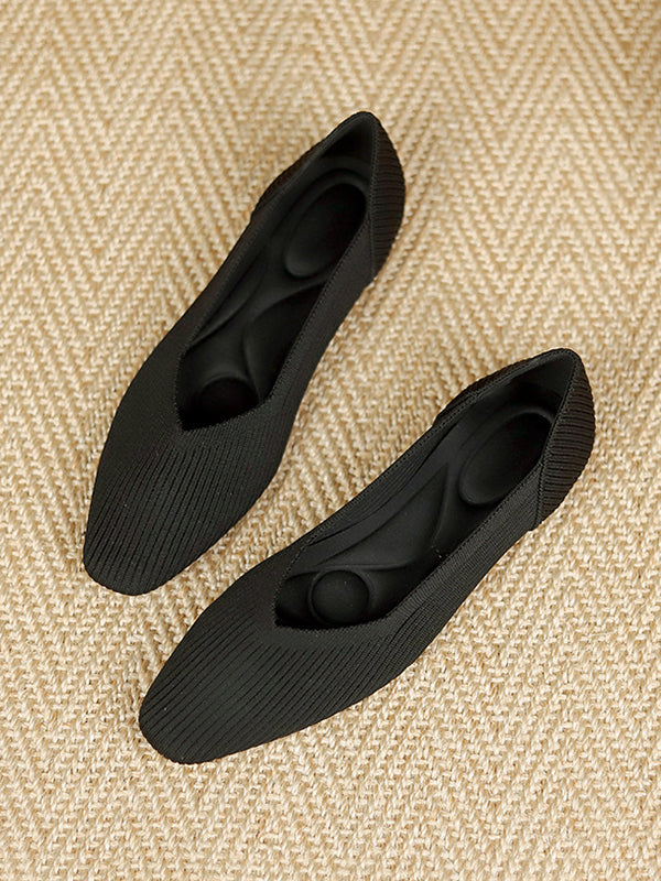 Color Square-toe Flats Shoes