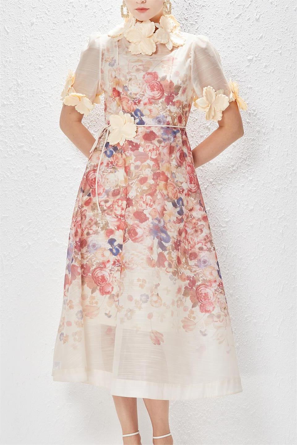 Round Neck Lace Up Short Sleeve Midi Dress