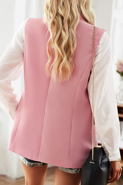 British Style Simplicity Pocket Buttons Turn-back Collar Tops(4 Colors)