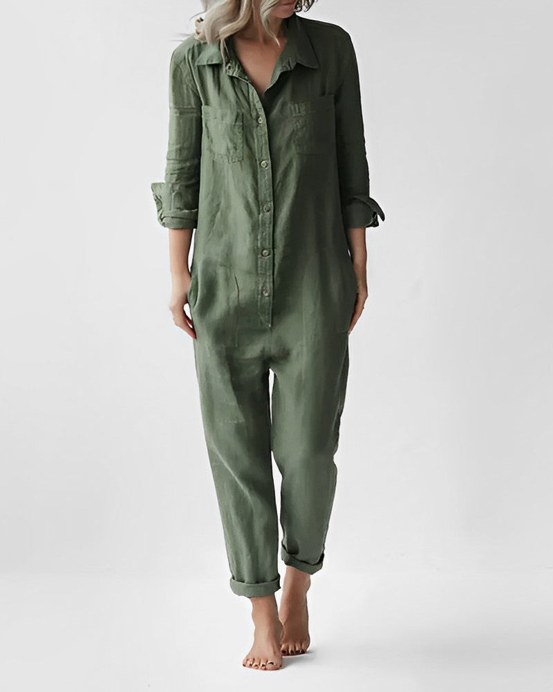 KS | Long-sleeved jumpsuit with buttons and pockets