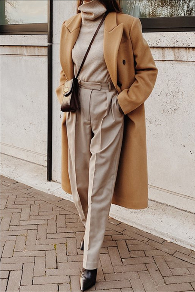 British Style Buttons Turn-back Collar Outerwear