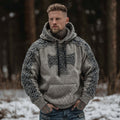 Men'a Vintage Celtic Cross Jacquard Cozy Hooded Sweater artswardrobe