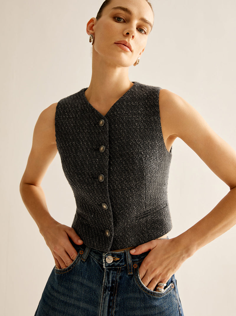 Tweed Breasted Vest