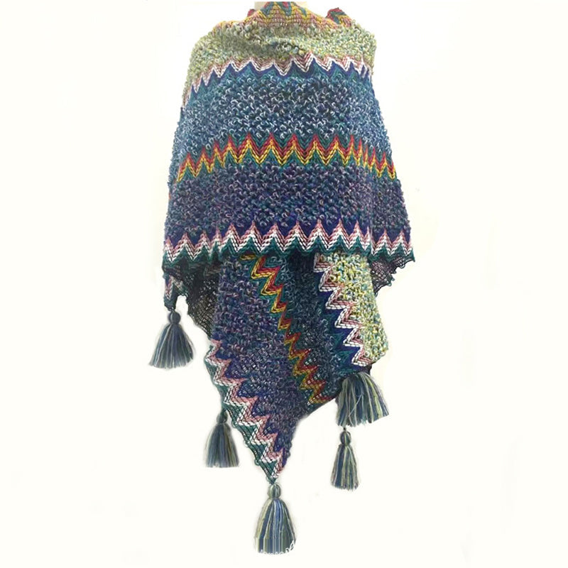 Vintage Ethnic Gradient Striped Shawl elevenforest
