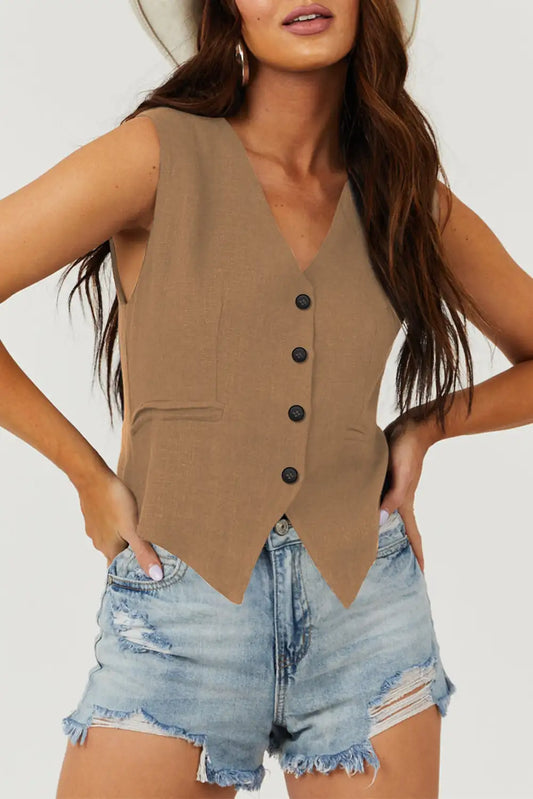 Chestnut V Neck Suit Vest