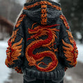 Women's Vintage Viking Celtic Dragon Chunky Hooded Sweater artswardrobe