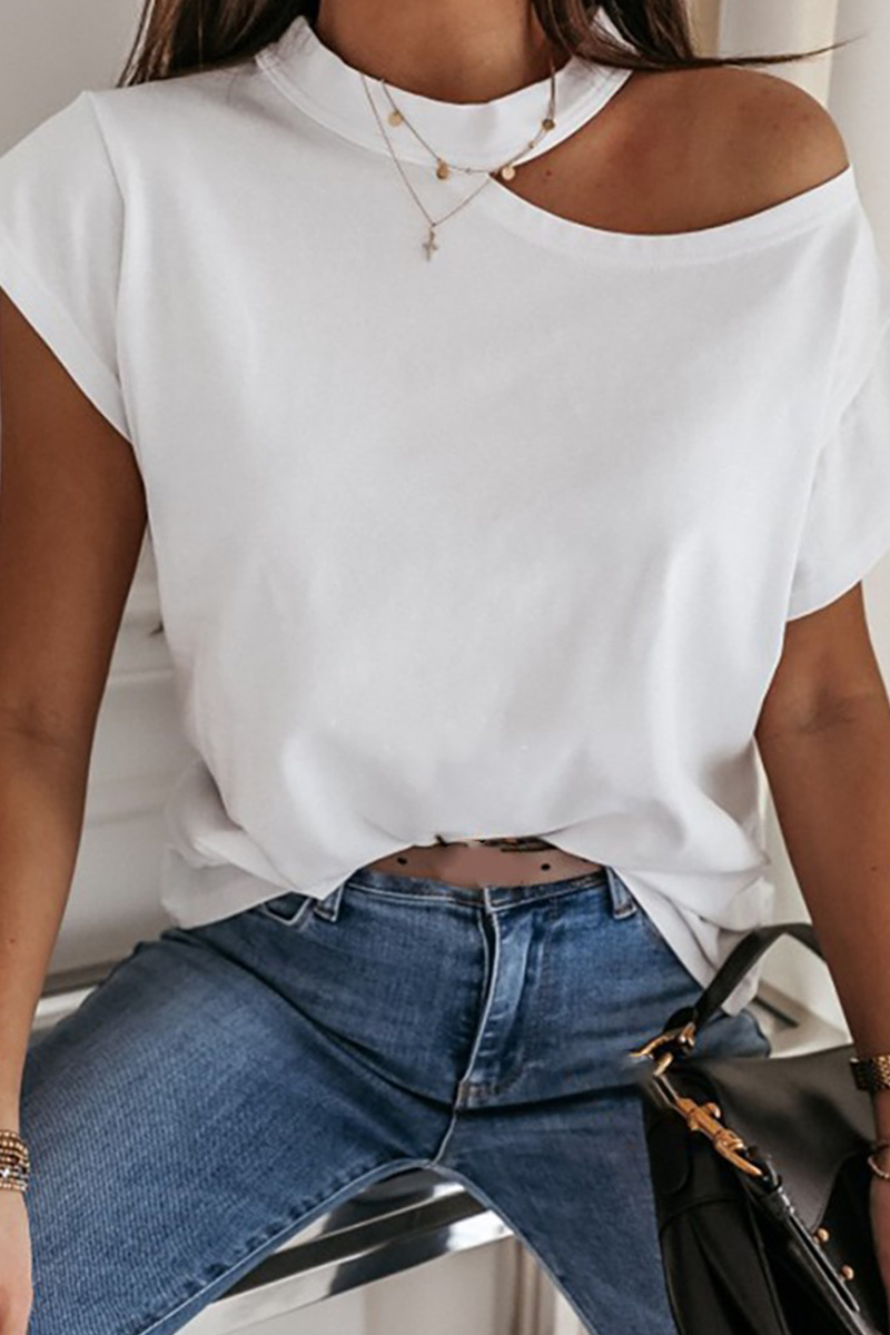Hollowed Out O Neck T-shirts(3 Colors)