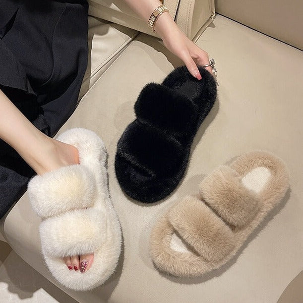 Ella Faux Fur Slides Sandals