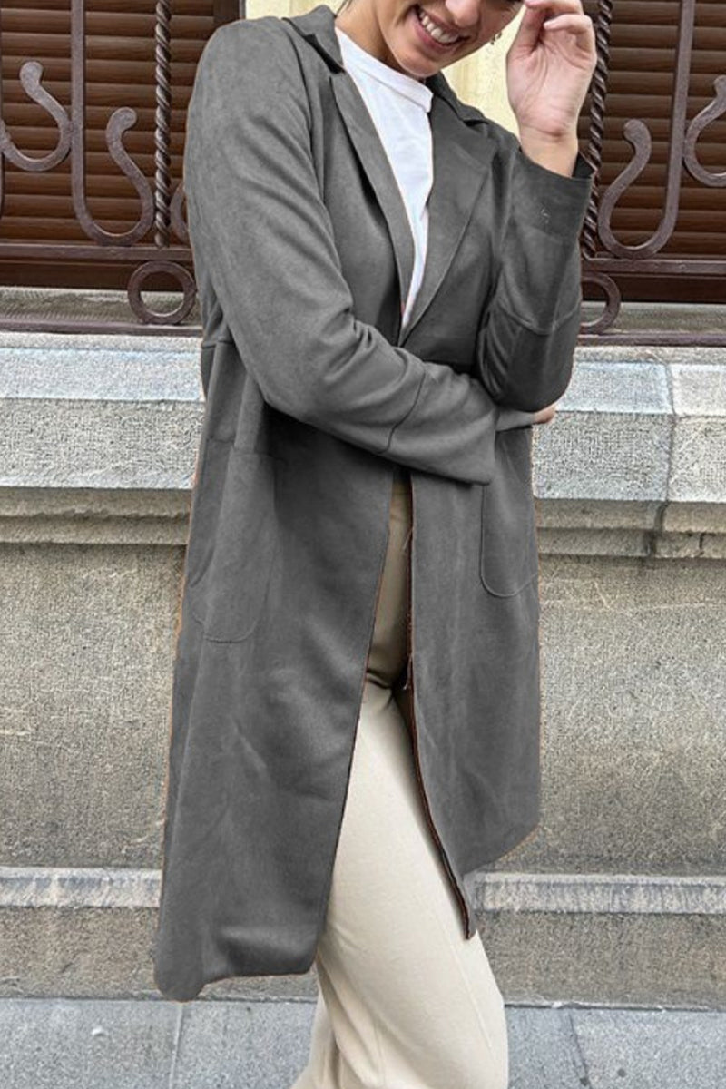Street Simplicity Pocket Turn-back Collar Outerwear