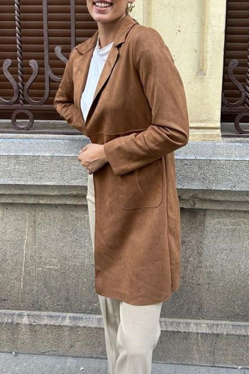 Street Simplicity Pocket Turn-back Collar Outerwear