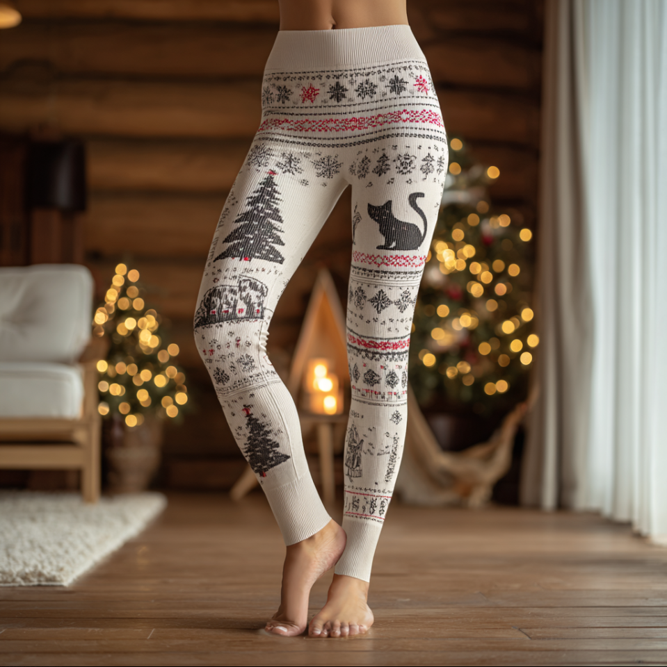 Christmas Theme Women's Tight Knit Leggings elevenforest