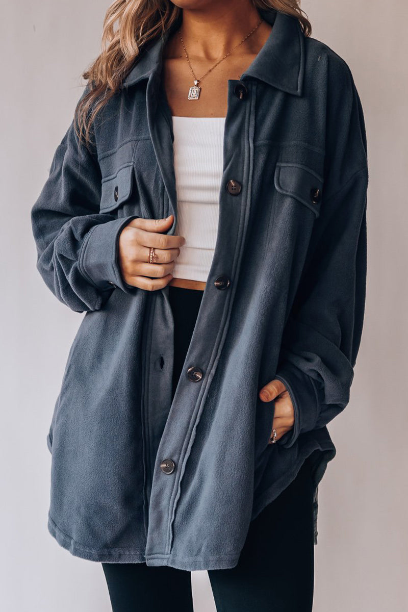 Pocket Turndown Collar Tops(9 Colors)