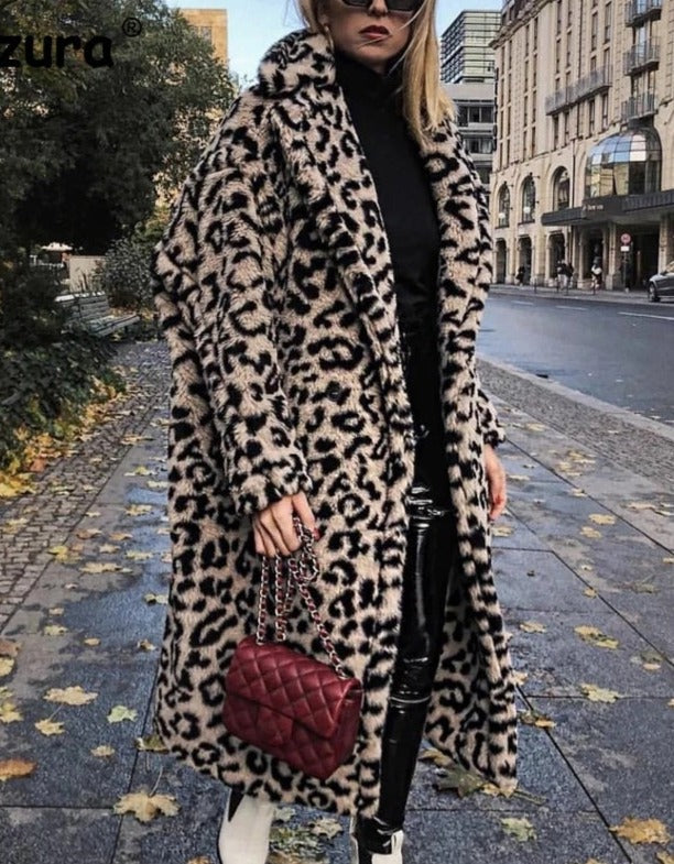 Leopard Eco Fur Coat