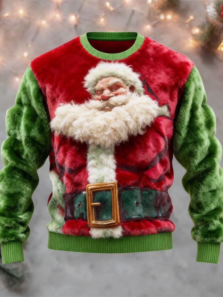 Comstylish Strong Santa Pattern Men's Flannel Sweatshirt
