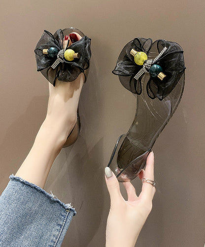Tulle Bow Transparent Crystal Walking Sandals Aa003