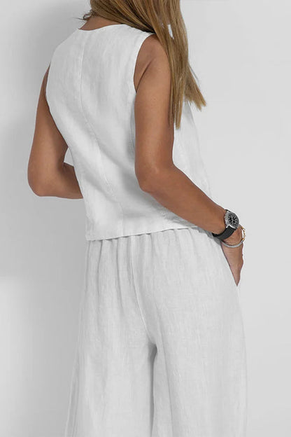 Linen Waistcoat Two Set Suits
