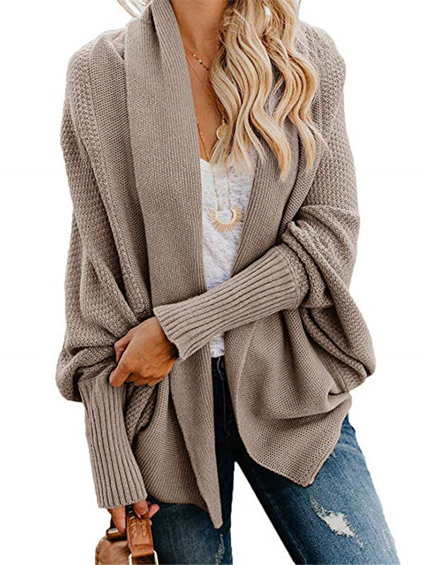 Batwing Sleeves Loose Color Cardigan Tops