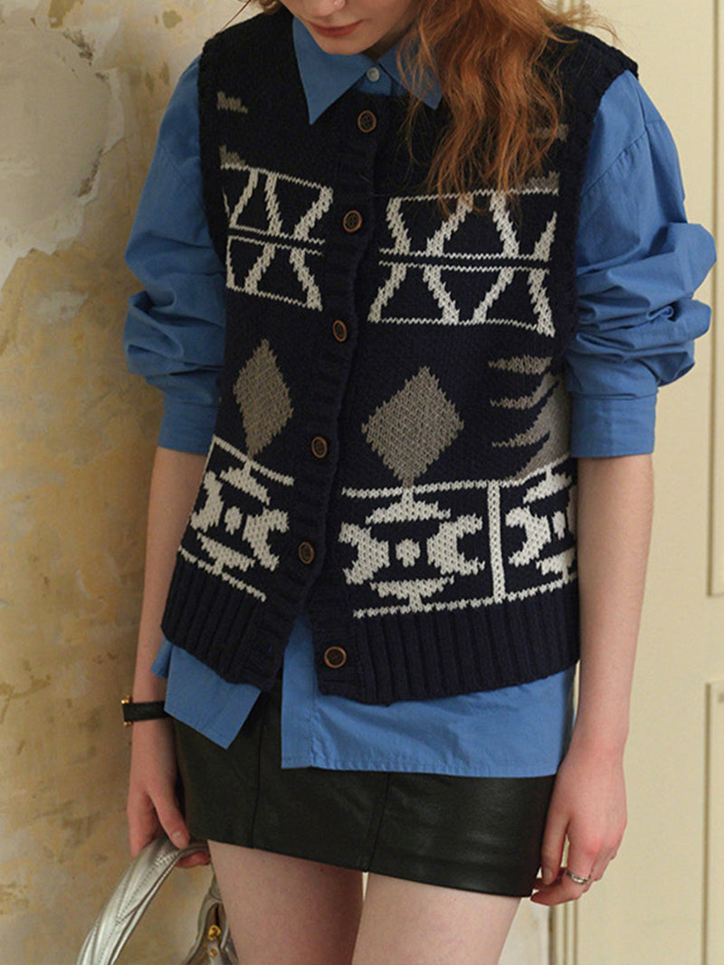 Button Down Sweater Short Vest