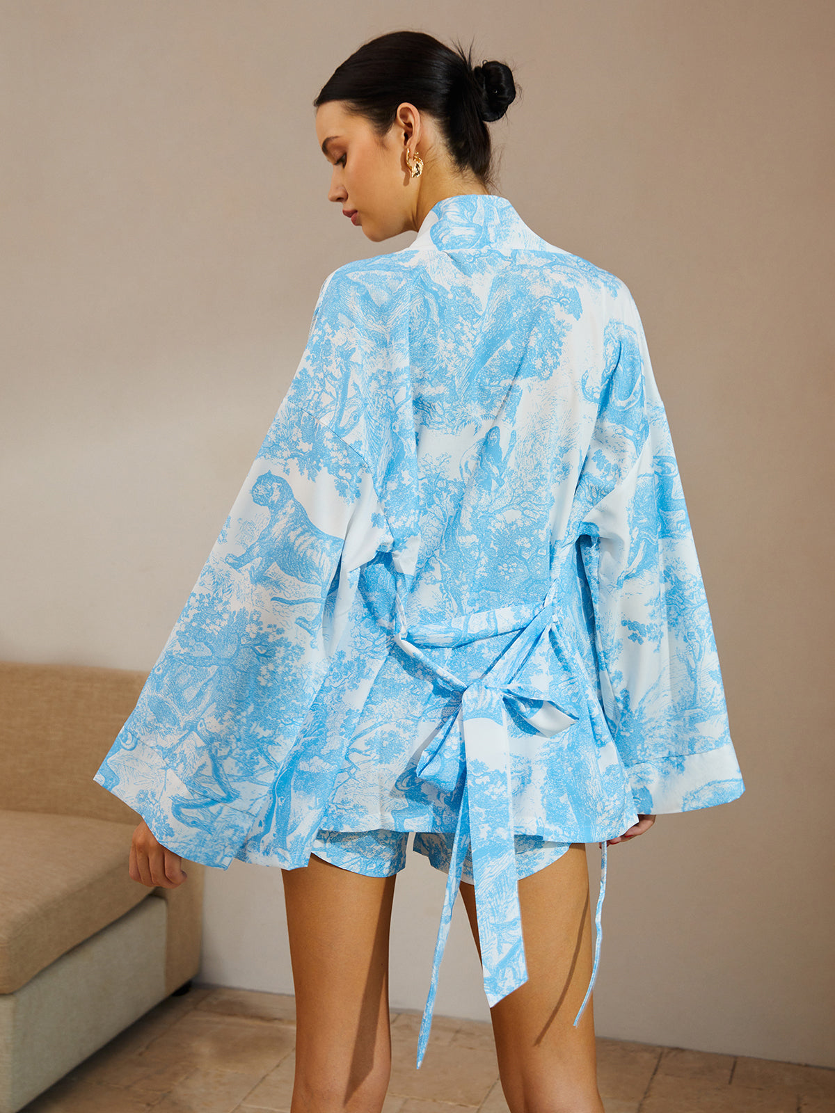 Printed Shorts Set With Belt