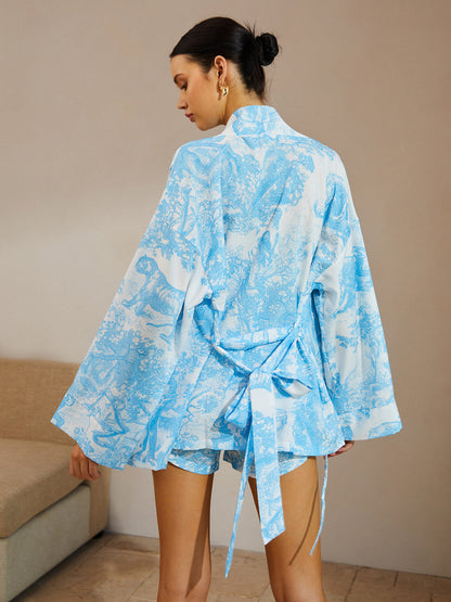 Printed Shorts Set With Belt