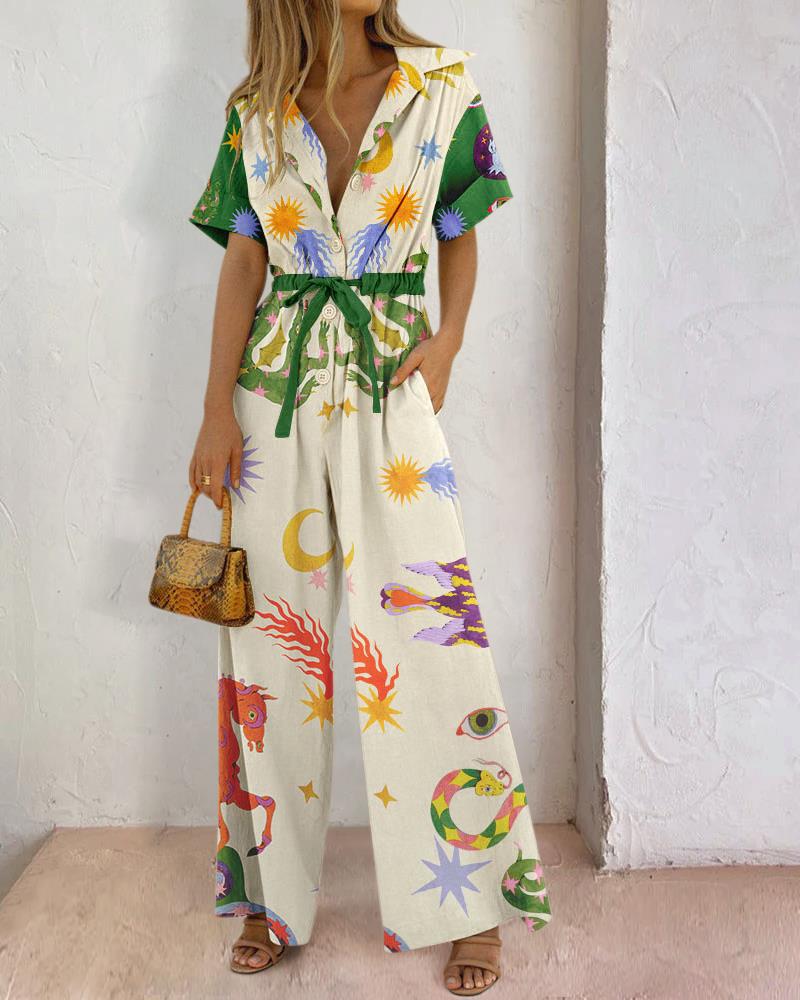 Street Printed Cotton Trousers Jumpsuit High Waist Pants – Urban Style