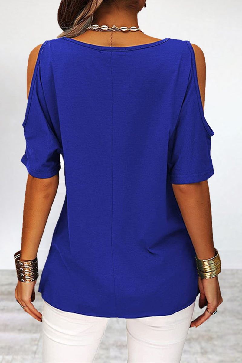 Simplicity Asymmetrical O Neck T-shirts(6 Colors)