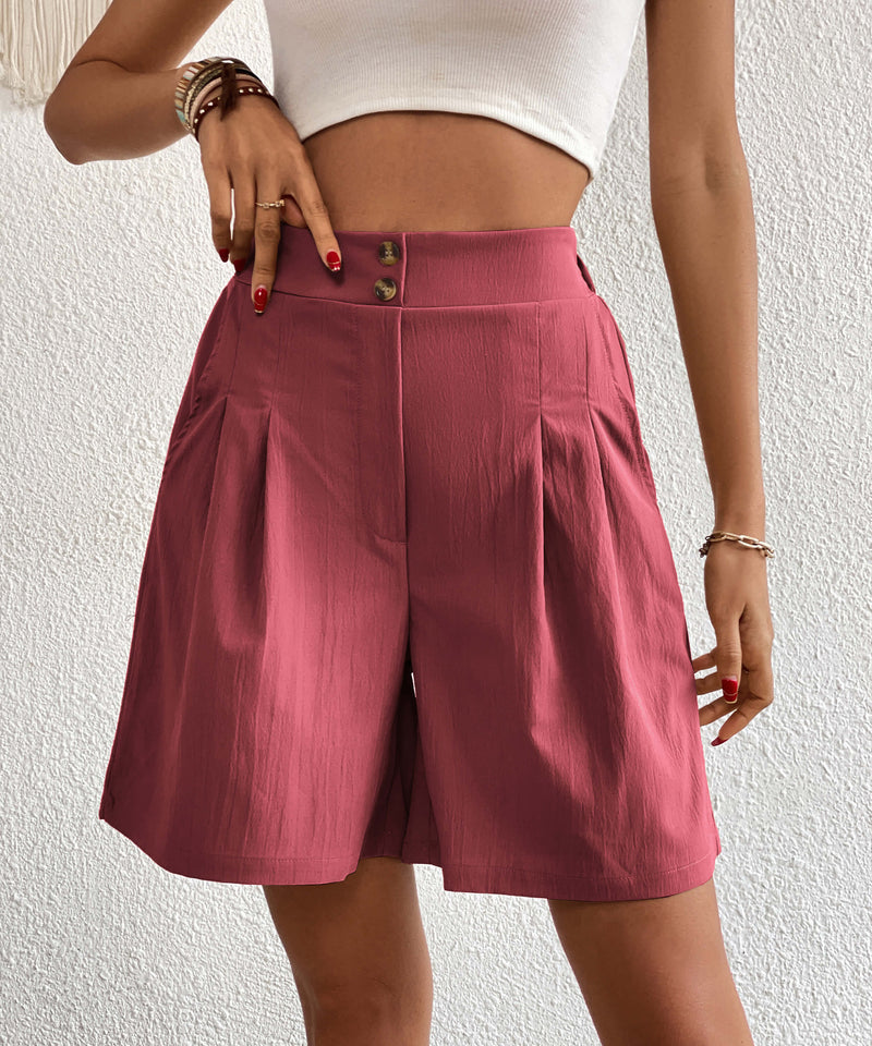 Eden Pocketed High Waist Shorts - Annatto