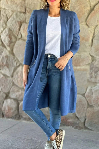 Color Knitted Sweater Long Coat