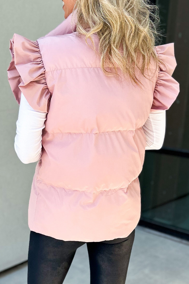 Pocket Buttons Ruffle Mandarin Collar Waistcoats(3 Colors)