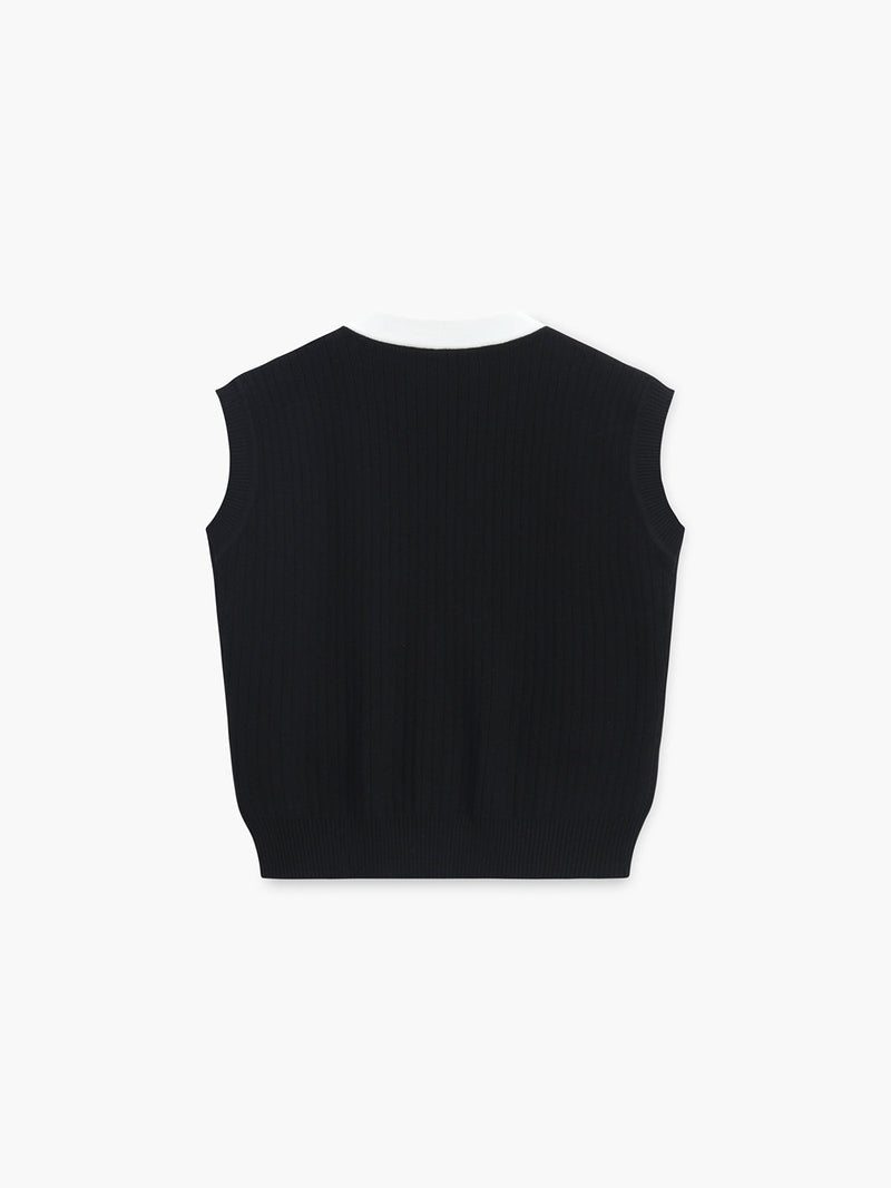 V-neck Button Knitted Vest