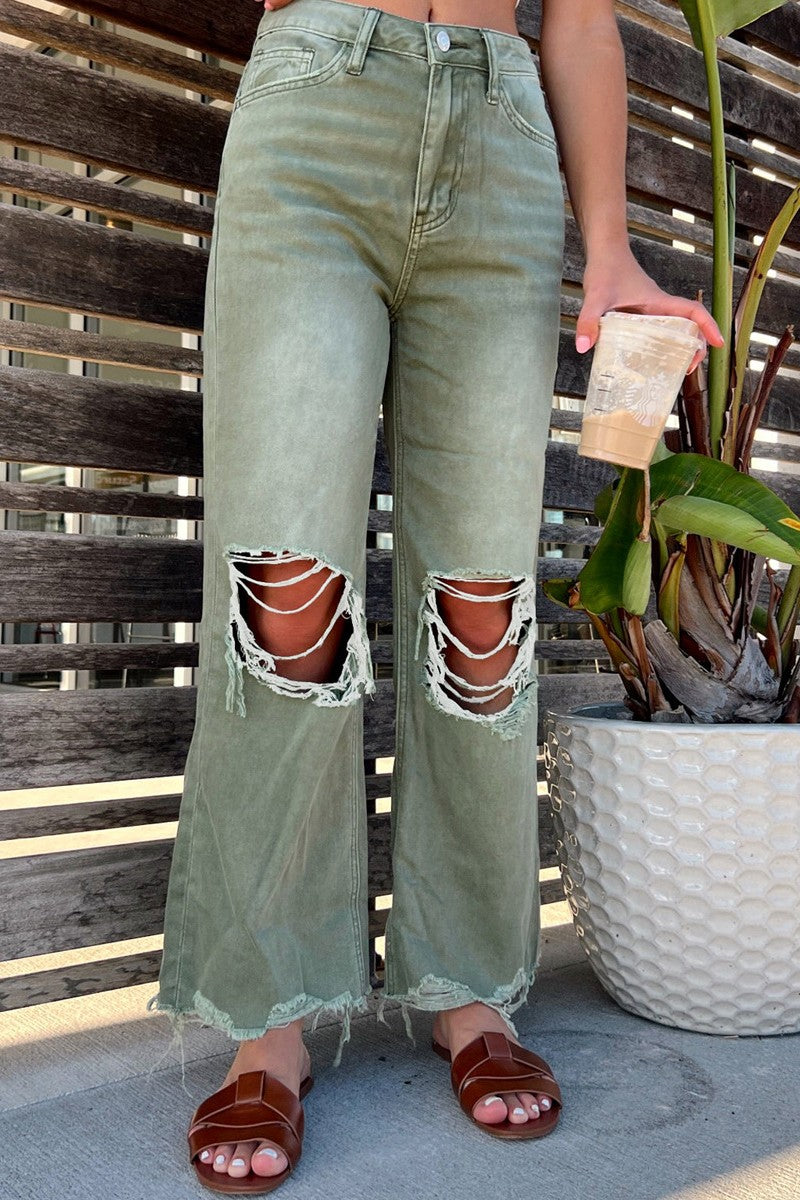 Ripped Patchwork High Waist Regular Denim Jeans