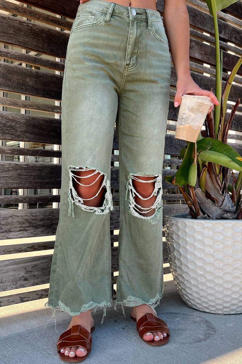 Ripped Patchwork High Waist Regular Denim Jeans