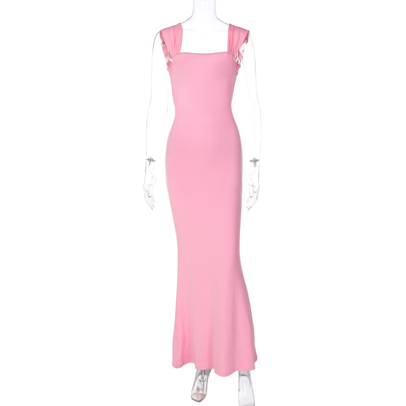 Clothing Tied Dress Fashionable Slimming Sheath Backless Camisole Dress