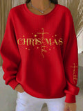Comstylish Women's Casual Christian Christmas Print Sweatshirt