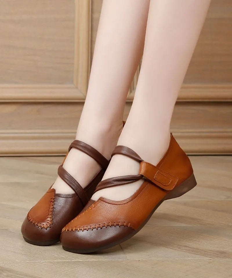 Handmade Splicing Green Flat Shoes for Lace Up Flats