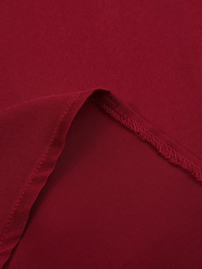 Loose Puff Sleeves Pleated Color Split-joint Stand Collar Blouses