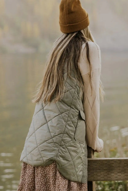 Grass Green Quilted Vest Jacket