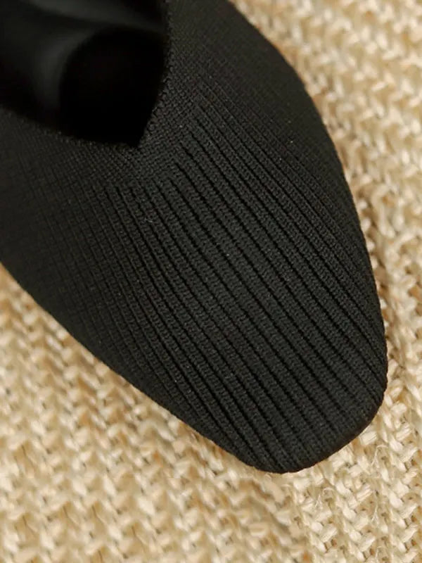 Color Square-toe Flats Shoes