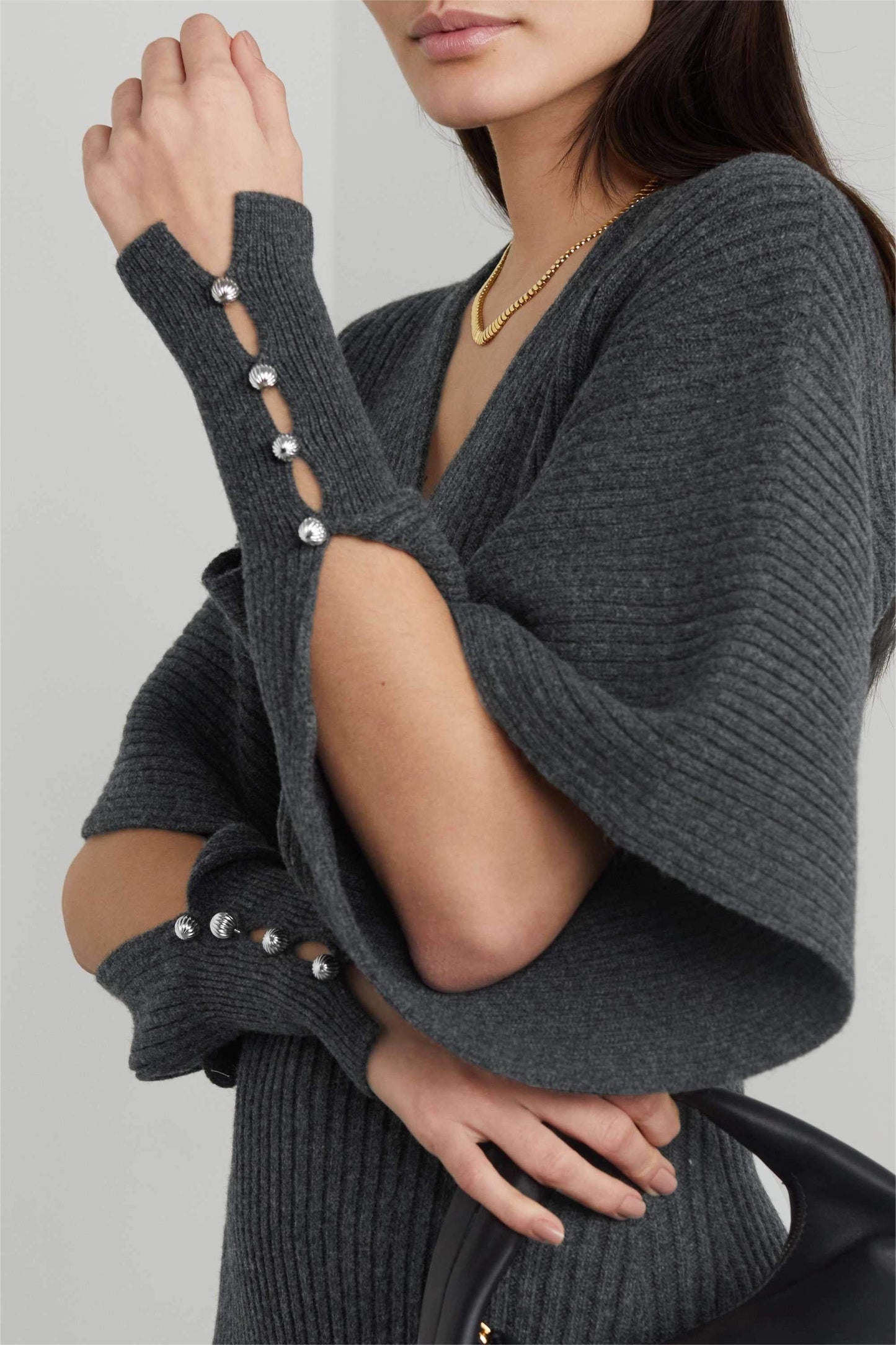 Knit V-neck Midi Dress