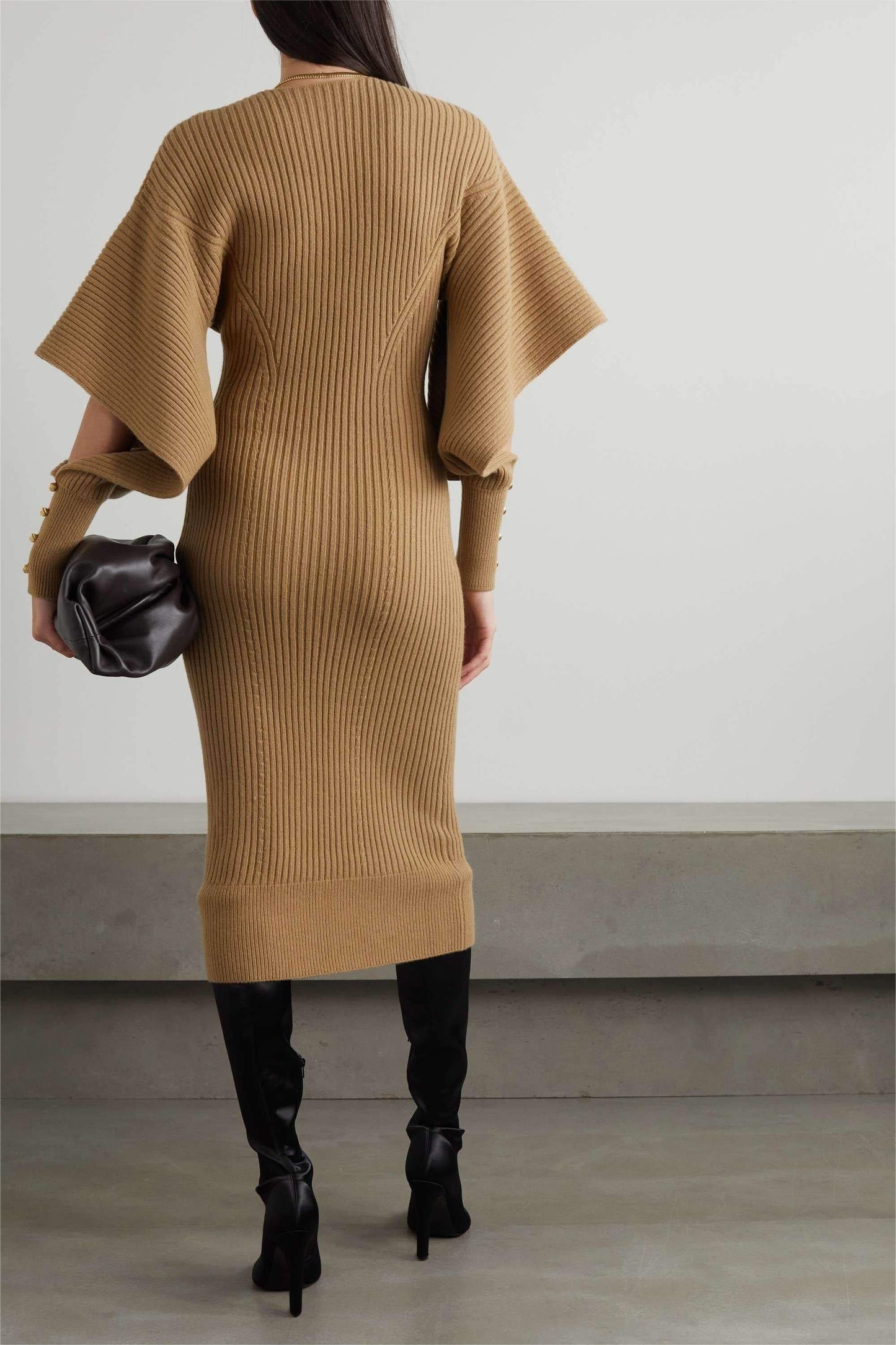 Knit V-neck Midi Dress
