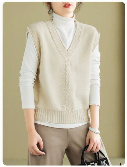 Spring V-neck Knitted Waistcoat